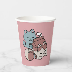 Kawaii Chocolate Milk Cat – Cozy Drink & Cuteness Paper Cups