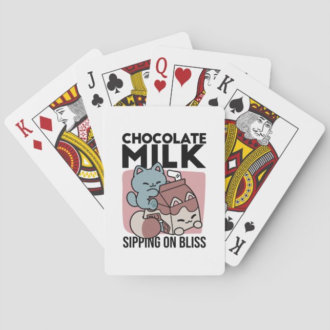 Kawaii Chocolate Milk Cat – Cozy Drink & Cuteness  Playing Cards (Back)