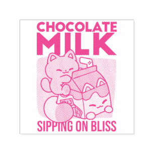 Kawaii Chocolate Milk Cat – Cozy Drink & Cuteness Self-inking Stamp