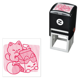 Kawaii Chocolate Milk Cat – Cozy Drink & Cuteness Self-inking Stamp