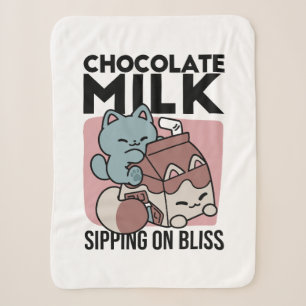 Kawaii Chocolate Milk Cat – Cozy Drink & Cuteness Sherpa Blanket