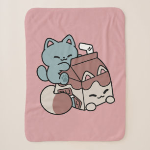 Kawaii Chocolate Milk Cat – Cozy Drink & Cuteness  Sherpa Blanket