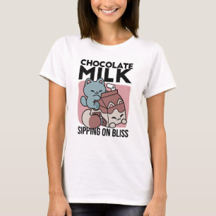 Kawaii Chocolate Milk Cat – Cozy Drink & Cuteness T-Shirt