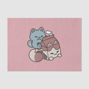 Kawaii Chocolate Milk Cat – Cozy Drink & Cuteness Tissue Paper