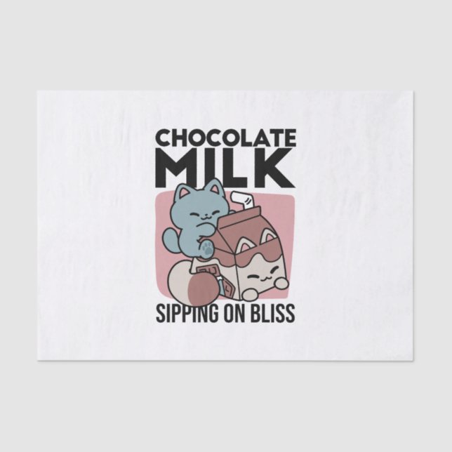 Kawaii Chocolate Milk Cat – Cozy Drink & Cuteness  Tissue Paper (Front)