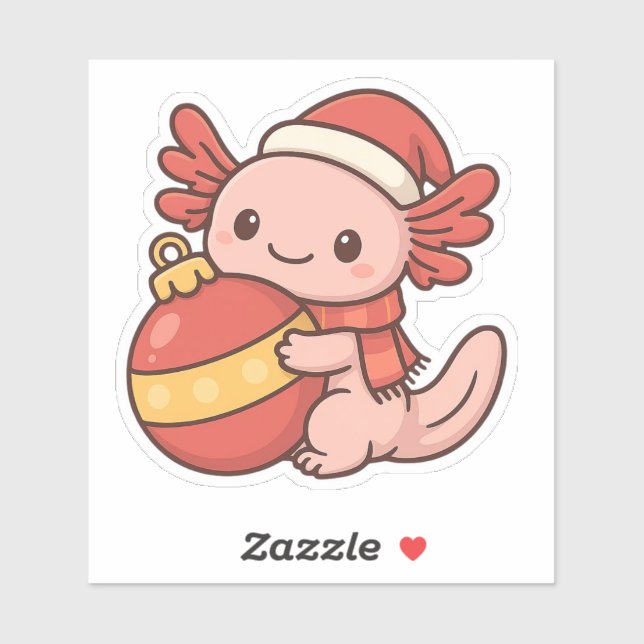 Kawaii Christmas Axolotl Sticker Ornament (Sheet)