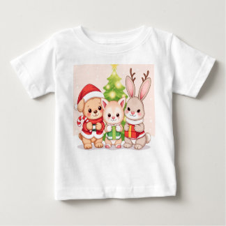 Kawaii Christmas Baby Animals Baby T-Shirt