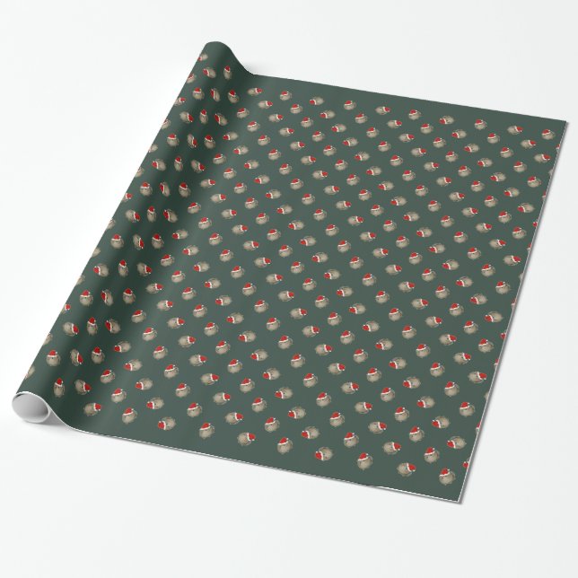 Kawaii christmas brown tabby kitty cat wrapping paper (Unrolled)