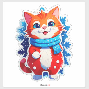 🎄 Kawaii Christmas Cat Decal Gift For Cat Lovers 