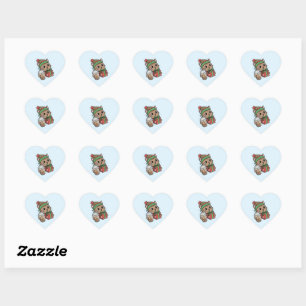 Kawaii Christmas Cat Heart Shaped Gift Stickers