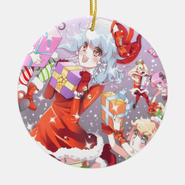 Kawaii Christmas Ceramic Tree Decoration (Front)