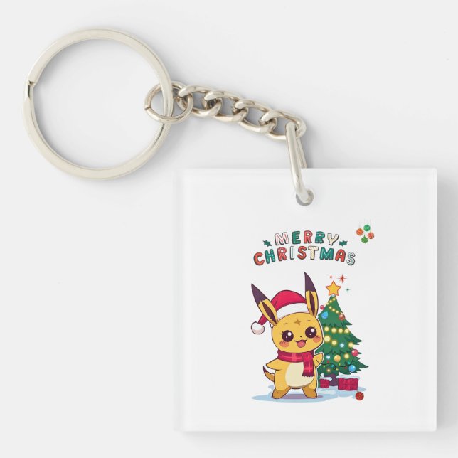 Kawaii Christmas Character |Holiday Art for Anime  Key Ring (Front)