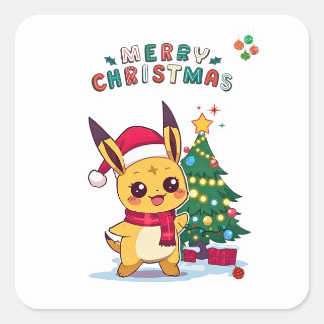 Kawaii Christmas Character |Holiday Art for Anime  Square Sticker (Front)