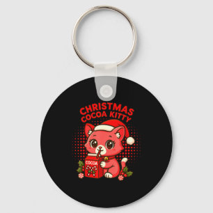 Kawaii Christmas Cocoa Kitty  Key Ring