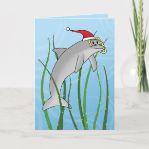 Kawaii Christmas Dolphin Christmas Card