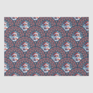 Kawaii Christmas Fox Art Deco Dot Mandala Scallops Tissue Paper