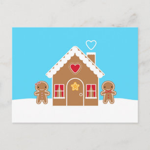 Kawaii Christmas Gingerbread House Postcard