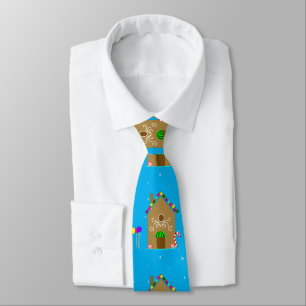 kawaii Christmas Gingerbread House Tie