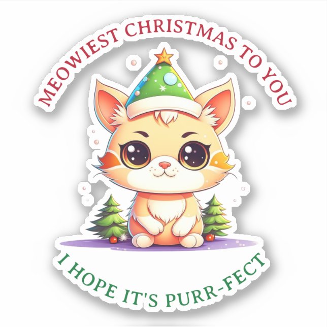 Kawaii Christmas Kitten Holiday Cat Pun (Front)