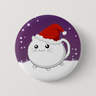 Kawaii christmas kitty cat 6 cm round badge