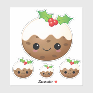 Kawaii Christmas Pudding Cute Cartoon Xmas Set 4