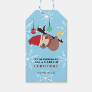 Kawaii Christmas Sloth Punny Winter Holiday Cute Gift Tags