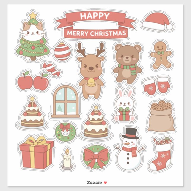 Kawaii Christmas Sticker Bomb Phone Case | Cute Ca (Sheet)