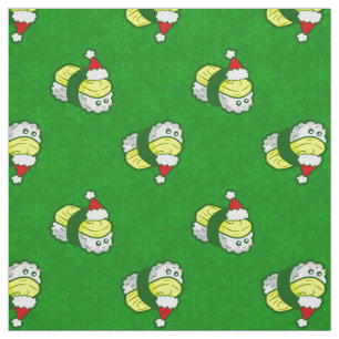 kawaii christmas tamago sushi santa snowflake fabric