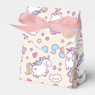 Kawaii chubby flying unicorns pastel pattern favour box