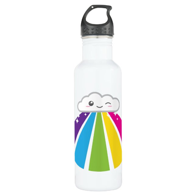 Kawaii Cloud and Rainbow 710 Ml Water Bottle (Front)