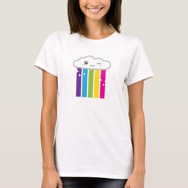 Kawaii Cloud and Rainbow Clothing T-Shirt (Front)