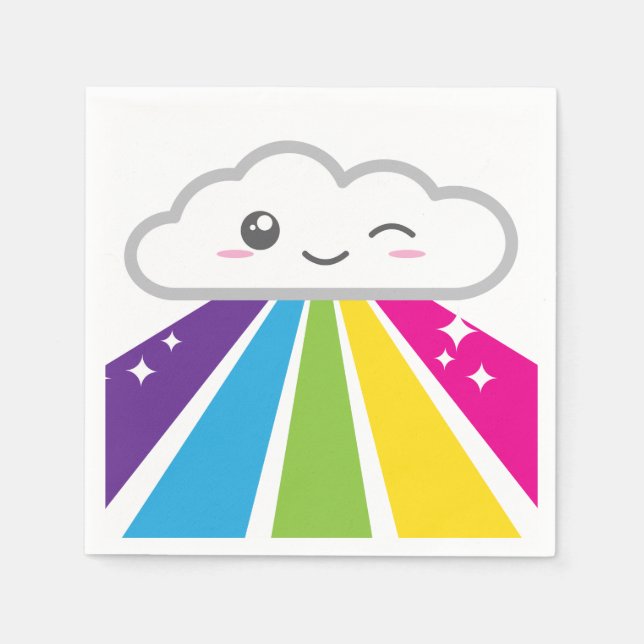Kawaii Cloud and Rainbow Napkins (Front)