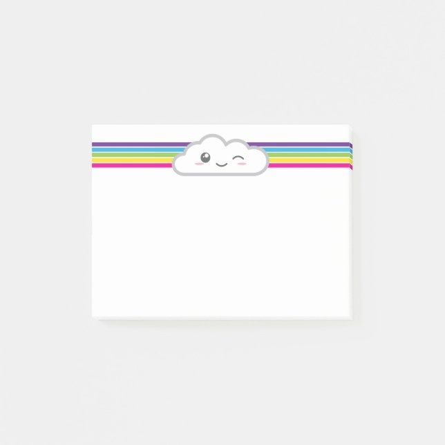 Kawaii Cloud and Rainbow Note Cards (Front)