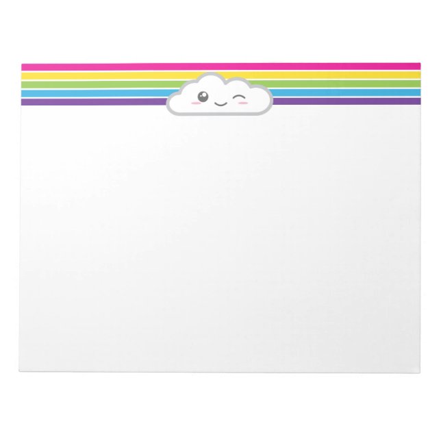 Kawaii Cloud and Rainbow Notepad (Front)
