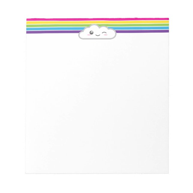 Kawaii Cloud and Rainbow Notepad (Front)