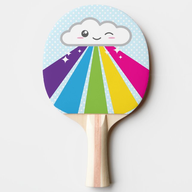 Kawaii Cloud and Rainbow Ping Pong Paddle (Back)