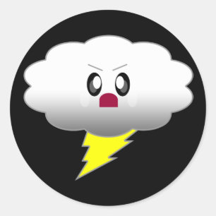 KAWAII CLOUD LIGHTNING THUNDER STORM CLASSIC ROUND STICKER
