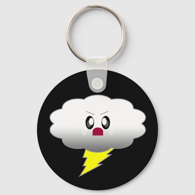 KAWAII CLOUD LIGHTNING THUNDER STORM KEY RING (Front)