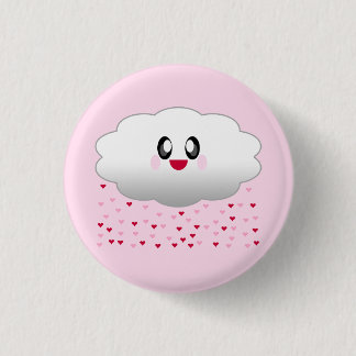 KAWAII CLOUD RAINING HEARTS LOVE 3 CM ROUND BADGE