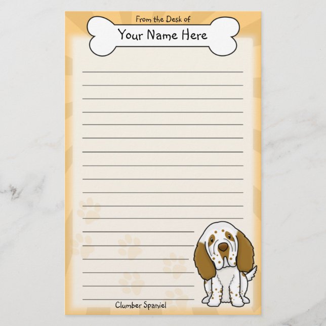 Kawaii Clumber Spaniel Stationery (Front)