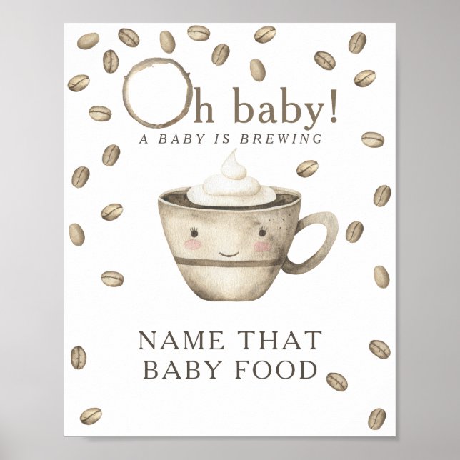 Kawaii Coffee Baby shower - Baby food game Poster (Front)
