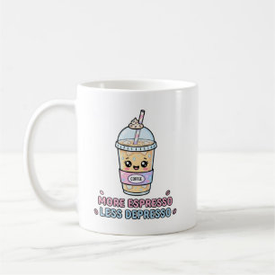 Kawaii Coffee Funny More Espresso Less Depresso Mug