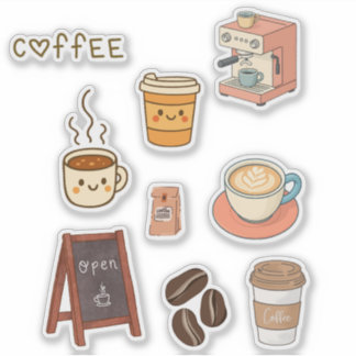 Kawaii Coffee vinyl sticker