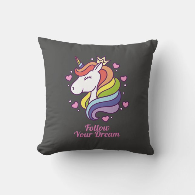 Kawaii Colourful Rainbow Unicorn Dreams       Cushion (Front)