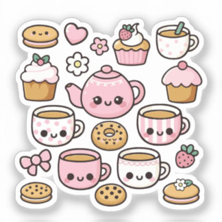 Kawaii cookies and tea