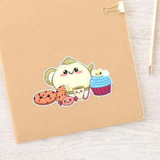 kawaii cookies and warm tea time