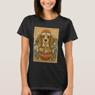 Kawaii Coonhound Japanese Ramen Noodles T-Shirt
