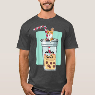 Kawaii Corgi Anime Bubble Tea Puppy Lover Dog Japa T-Shirt
