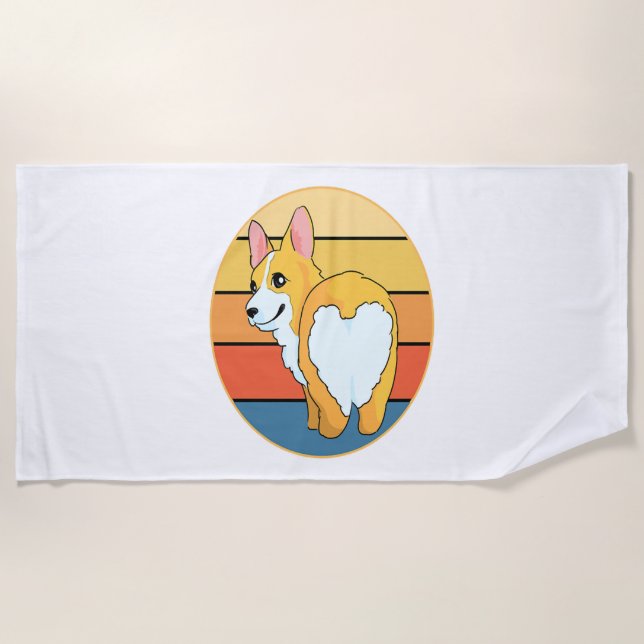 Kawaii Corgi Beach Towel (Front)