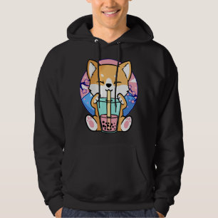 Kawaii Corgi Dog Bubble Tea Boba Anime Neko Japane Hoodie